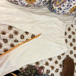 Abercrombie & Fitch Linen-Blend Tailored Wide Leg Pant in White